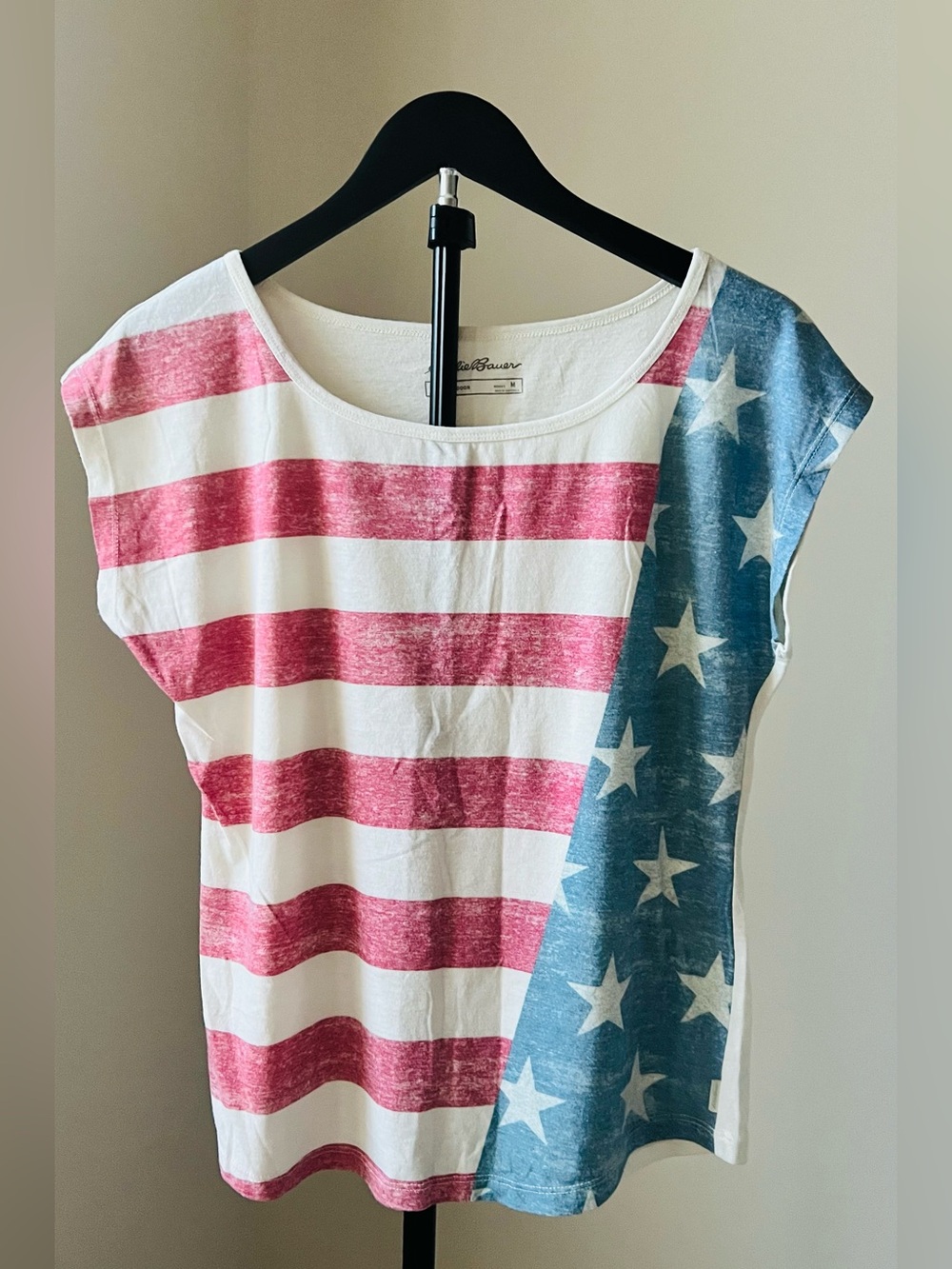 Eddie Bauer Women's American Flag Tee - White, Red & Blue